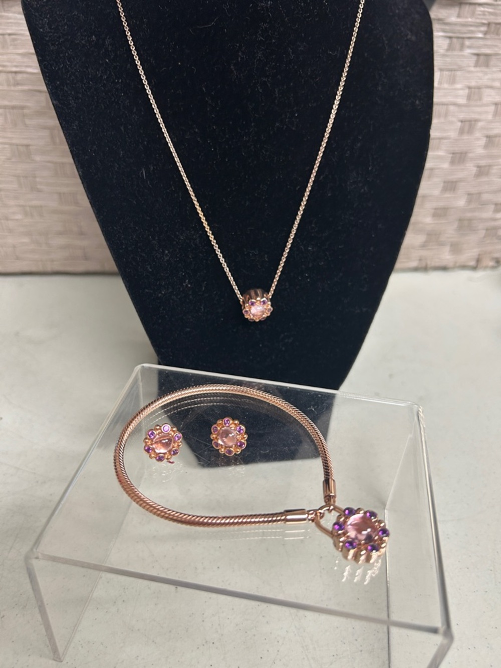 Pandora Heraldic Radiance 3 PC Set. 14K Rose Gold Plated